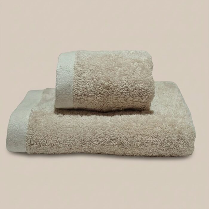 1 Coppia asciugamani 600 gsm cotone pettinato tortora