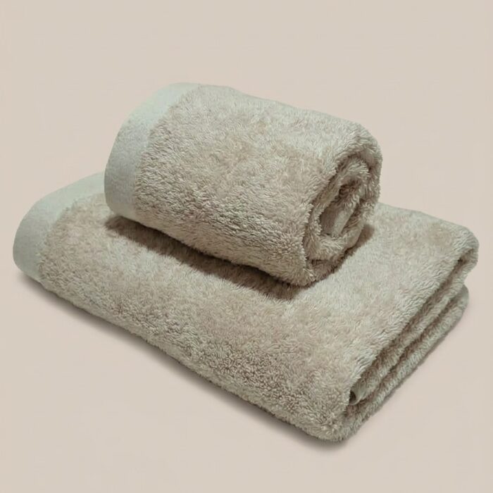 2 Coppia asciugamani 600 gsm cotone pettinato tortora