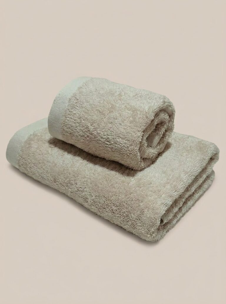Coppia asciugamani 600 gsm cotone pettinato tortora