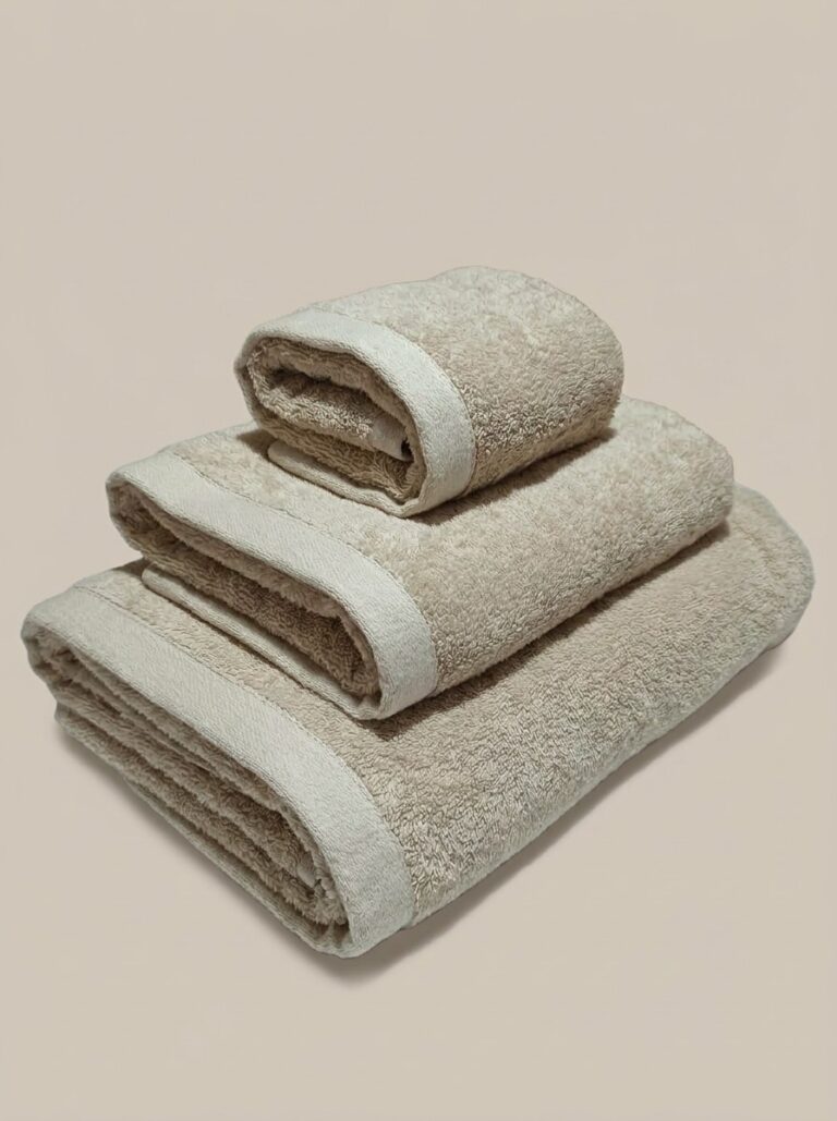 tris asciugamani 600 gsm cotone pettinato tortora