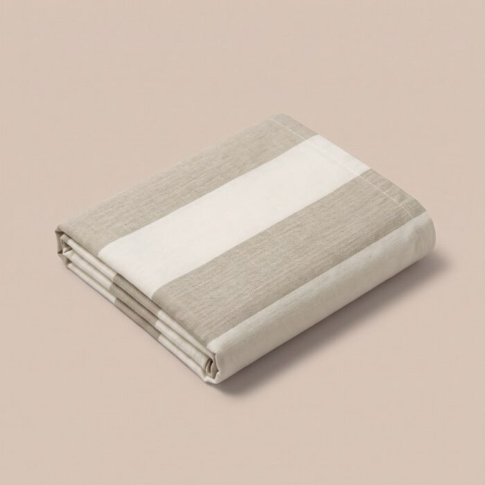 Copriletto in cotone a righe sabbia - Coton Boutique