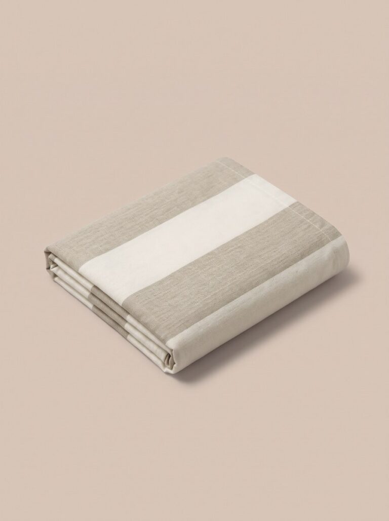 Copriletto in cotone a righe sabbia - Coton Boutique