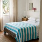 Copriletto in cotone a righe turchese - Coton Boutique
