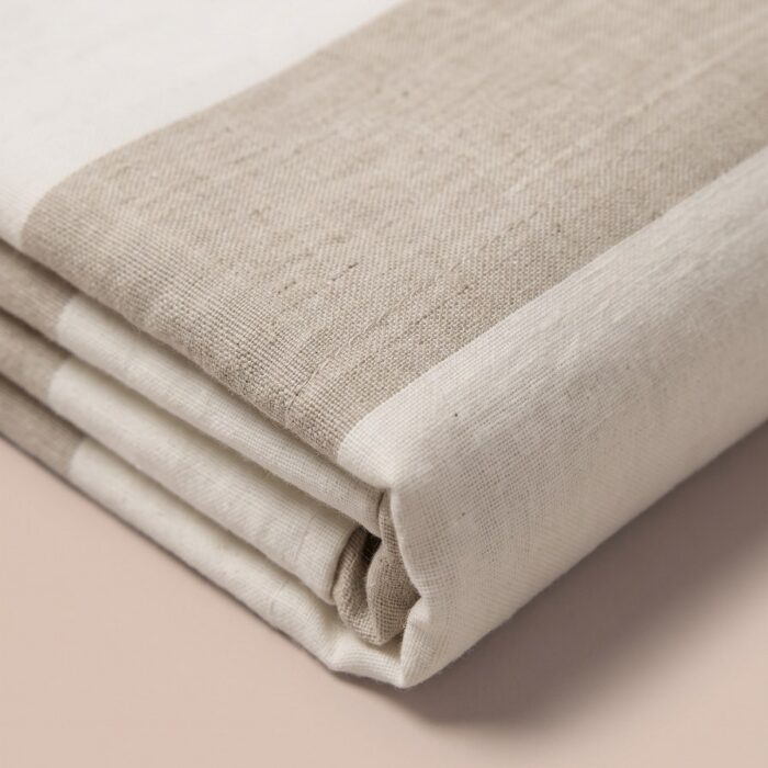 Copriletto in cotone a righe sabbia - Coton Boutique