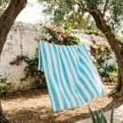 Copriletto in cotone a righe turchese - Coton Boutique