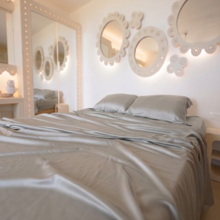 4 Federe a sacco in raso grigio cenere - Coton Boutique