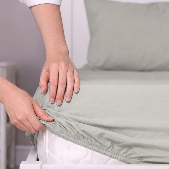 4 Lenzuola con angoli in percalle grigio cenere - Coton Boutique
