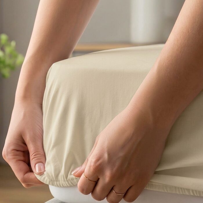 4 Lenzuola con angoli in percalle beige - Coton Boutique