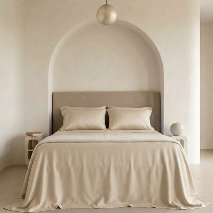 6 Set completo letto in raso beige - Coton Boutique