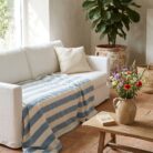 Copriletto in cotone a righe blu marina - Coton Boutique