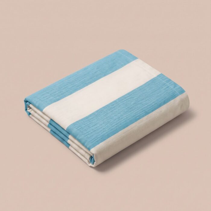 Copriletto in cotone a righe turchese - Coton Boutique