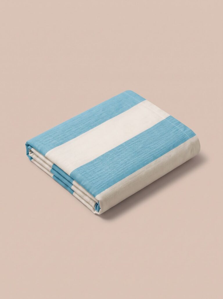 Copriletto in cotone a righe turchese - Coton Boutique