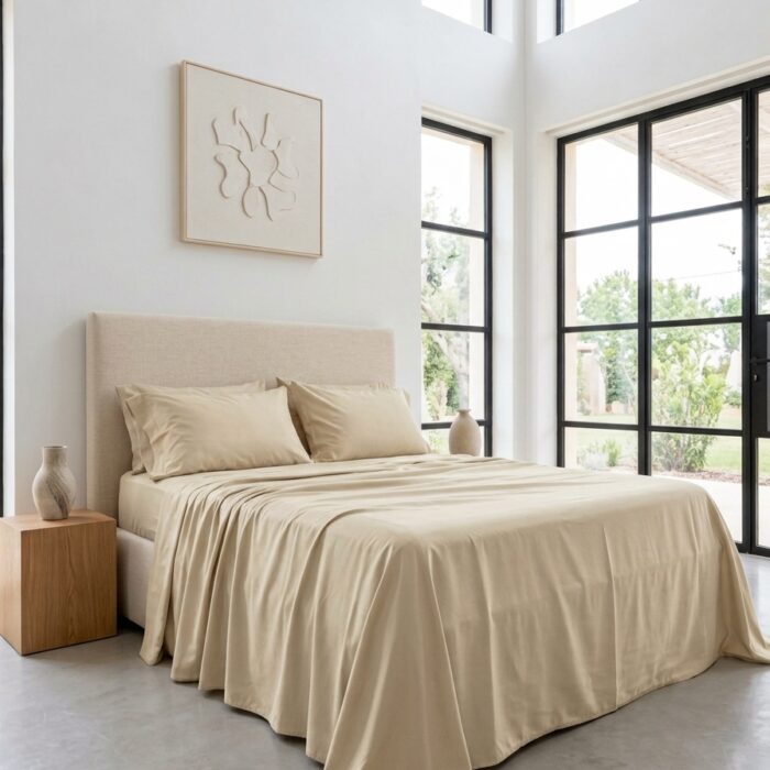 7 Set completo letto in raso beige - Coton Boutique