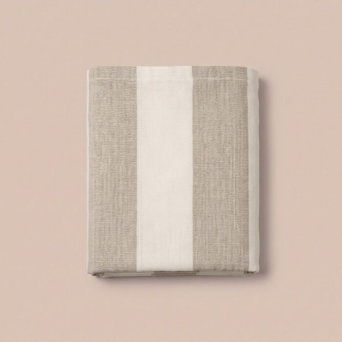 Copriletto in cotone a righe sabbia - Coton Boutique