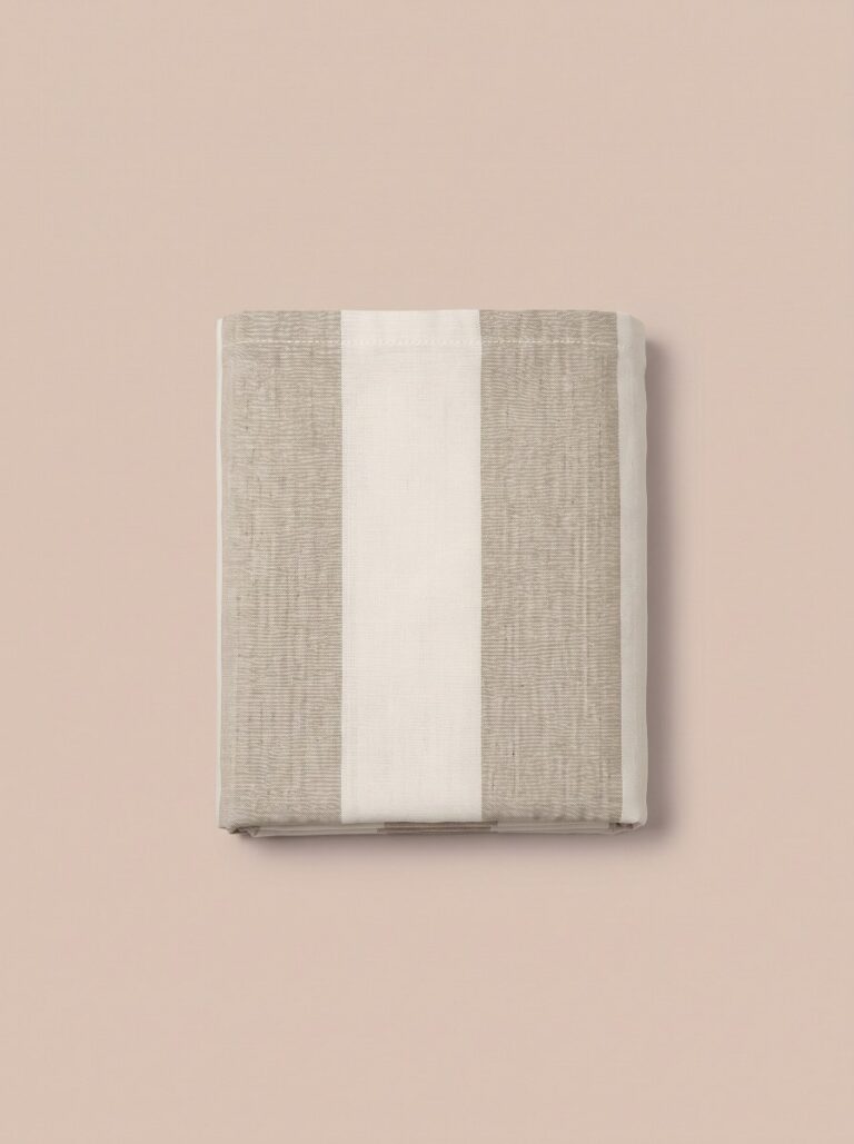 Copriletto in cotone a righe sabbia - Coton Boutique