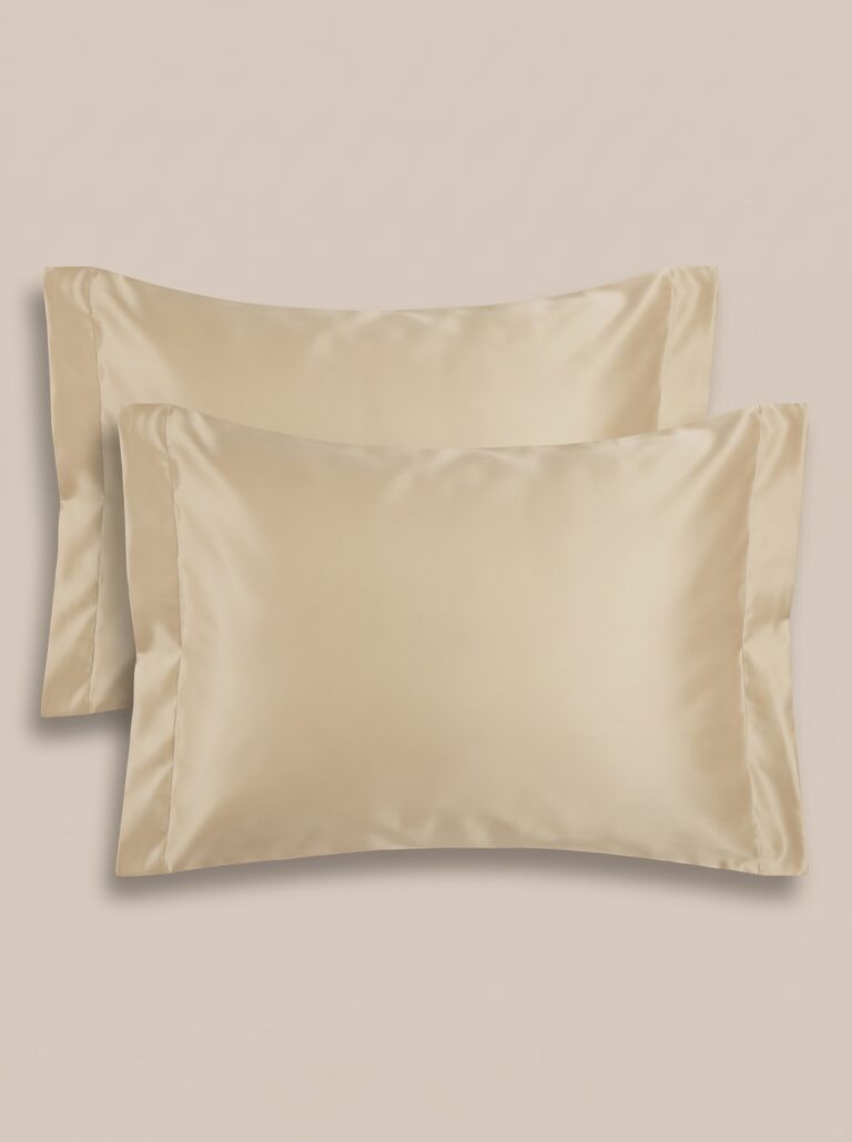 Federe con due volani in raso beige - Coton Boutique