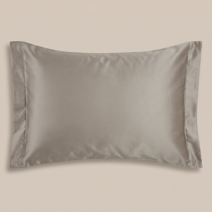 B Federe con due volani in raso grigio cenere - Coton Boutique