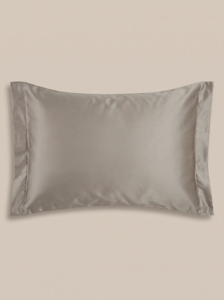 B Federe con due volani in raso grigio cenere - Coton Boutique