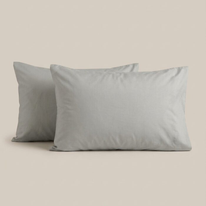 a Coppia di federe a sacco in percalle grigio cenere - Coton Boutique