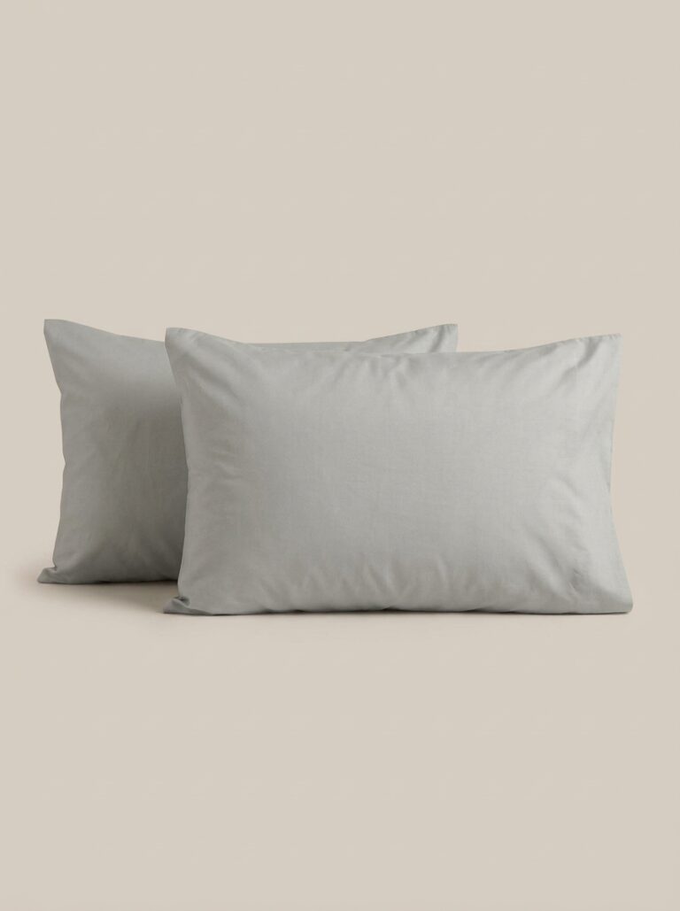 Coppia di federe a sacco in percalle grigio cenere - Coton Boutique