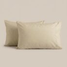 Coppia di federe a sacco in percalle beige - Coton Boutique