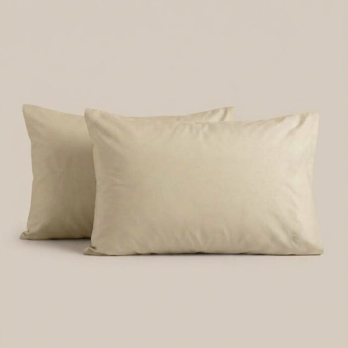a Coppia di federe a sacco in percalle beige - Coton Boutique