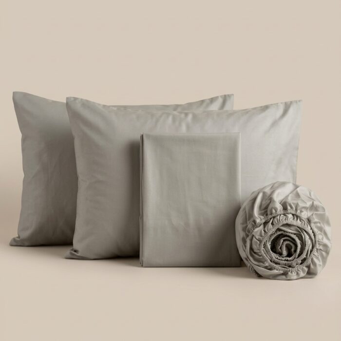 a Set completo letto in raso grigio cenere - Coton Boutique