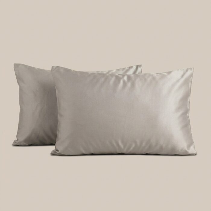 b Set completo letto in raso grigio cenere - Coton Boutique